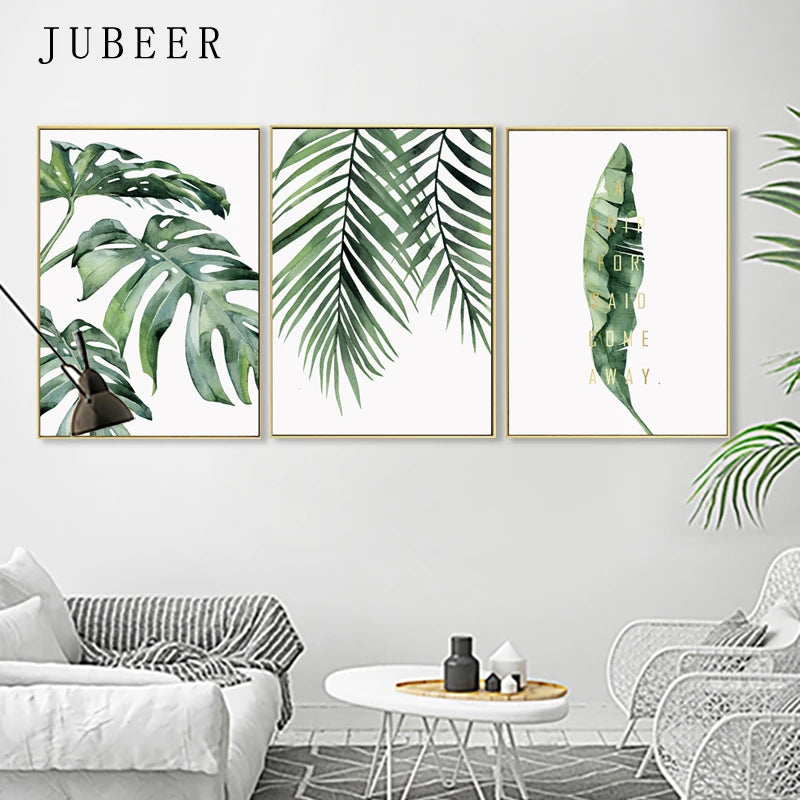 Botanical Wall Art – Scandinavian Style Leaf Print for Living Room